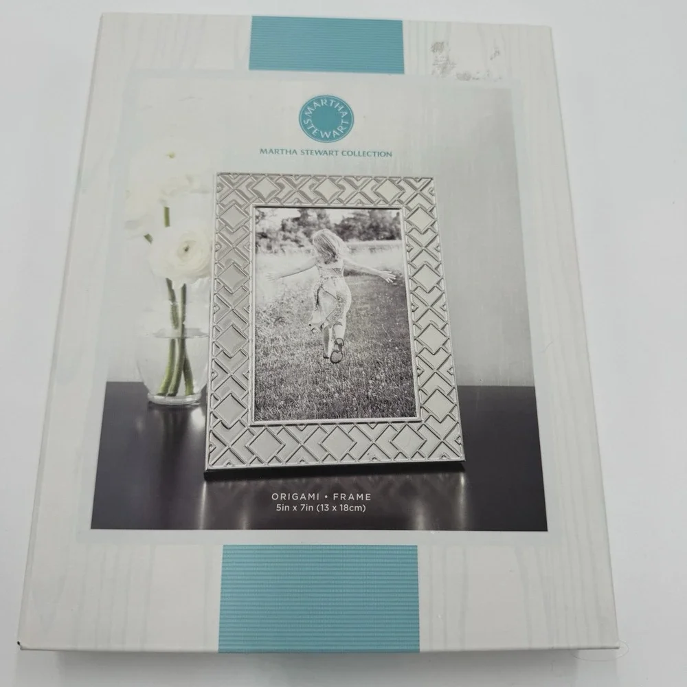 Martha Stewart Collection Origami Picture Frame 5x7 Silver New in Box Macy's